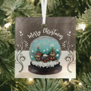 Ornement En Verre Verre Snowball Village Village d'hiver Flammes de 