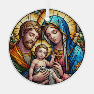 Ornement En Verre Verre tendu Marie, Joseph et Jésus