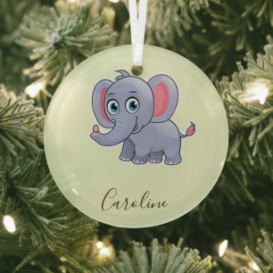 Ornement En Verre Vert éléphant gris mou