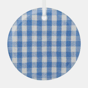 Ornement En Verre Vêtements de table recouverts de blanc bleu.