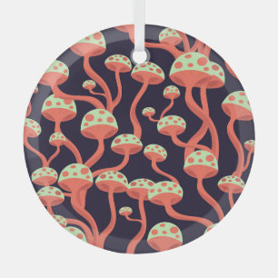 Ornement En Verre Vintage Graphics Champignons Motif sans couture