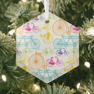 Ornement En Verre Vintage moderne Vélo couleur brillante Motif néon