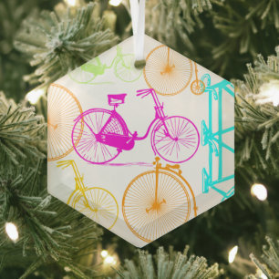 Ornement En Verre Vintage moderne Vélo couleur brillante Motif néon