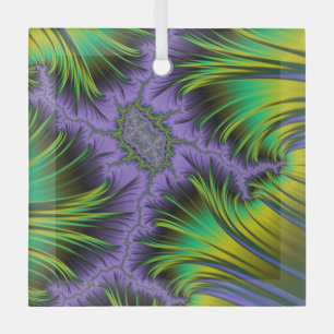 Ornement En Verre Violet et vert Feuillage Fractal Art