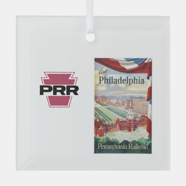 Ornement En Verre Visitez Philadelphie via PRR (Recto)