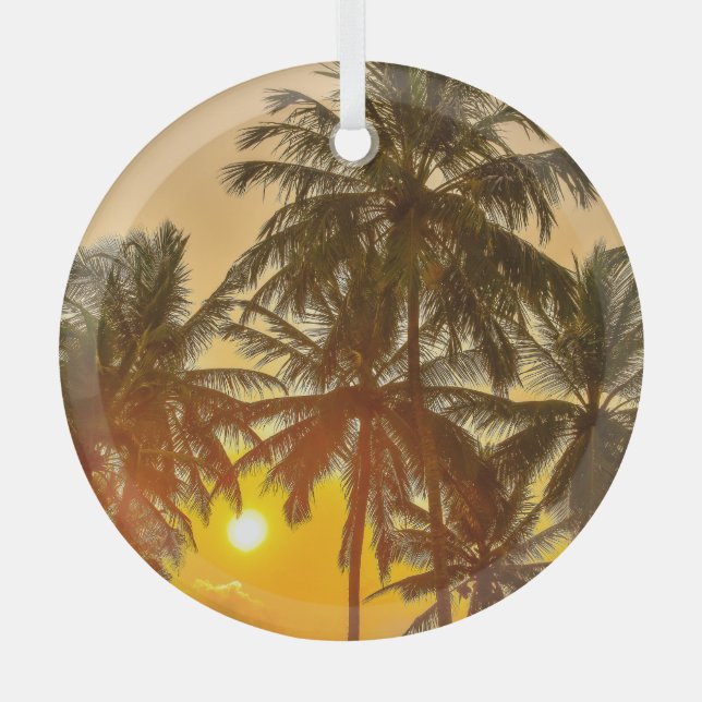 Ornement En Verre Vue du coucher du soleil sur la plage Sri Lanka (Recto)