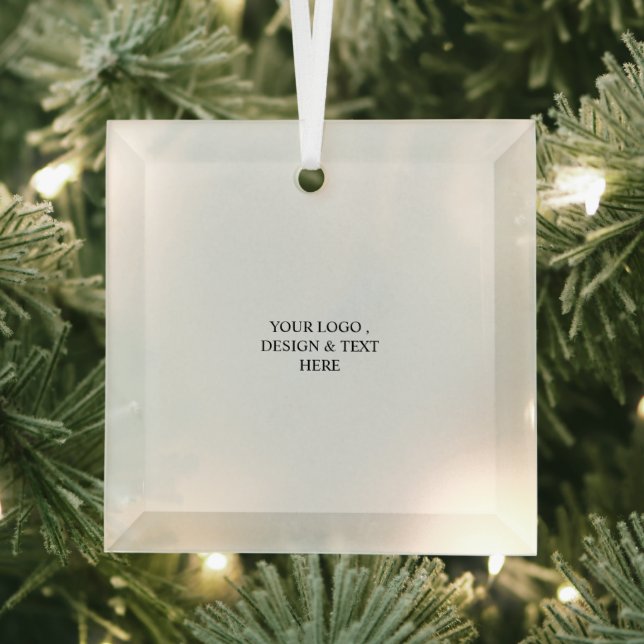 Ornement En Verre White Personalized – Your Logo & Text Here (Insitu)