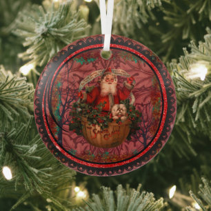 Ornement En Verre William * Morris Santa Claus Burgundy