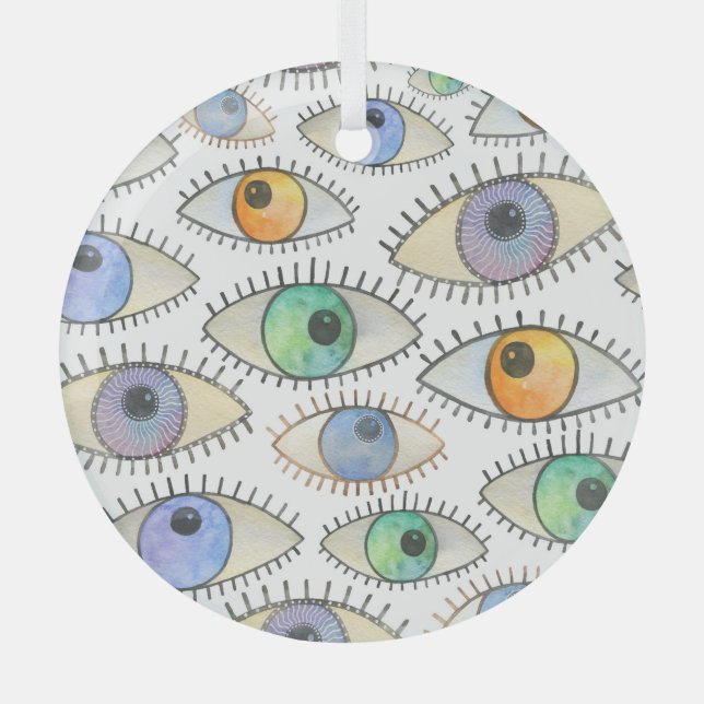 Ornement En Verre Yeux humains : aquarelle ouverte du regard (Recto)