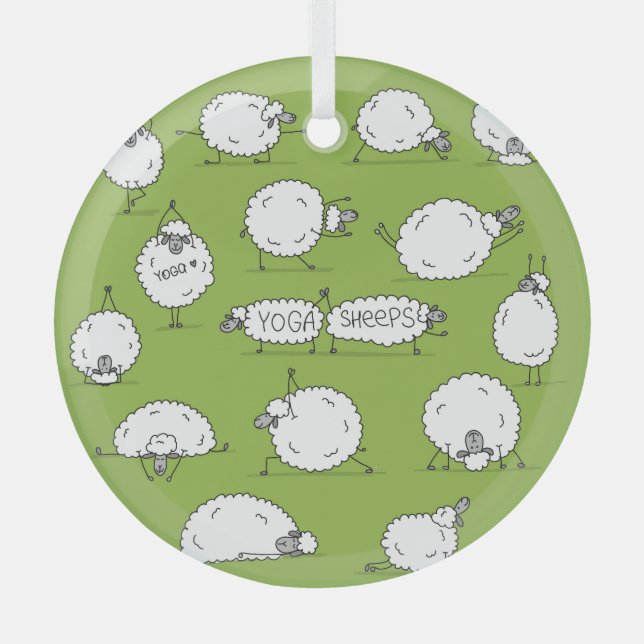 Ornement En Verre Yoga Sheep : Whimsical Sketch Fun. (Recto)