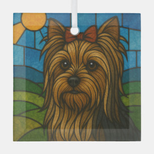 Ornement En Verre Yorkshire Terrier "Verre Tiré"