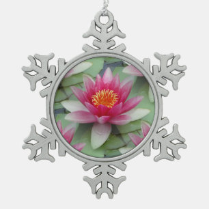Ornement encadré rose Lotus Water Fléau de neige