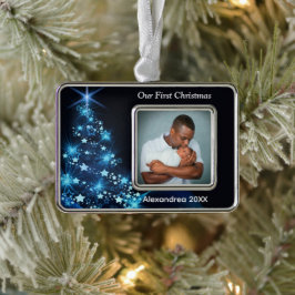 Ornement Encadrement Doré Baby First Christmas Photo de famille Personnalise