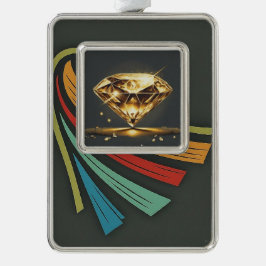 Ornement Encadrement Doré Diamant clair noir