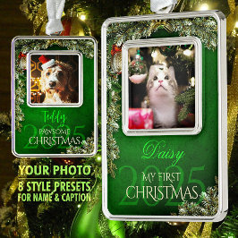 Ornement Encadrement Doré Premier souvenir de photo d'animal de compagnie de