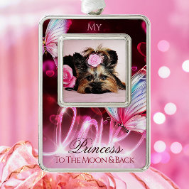 Ornement Encadrement Doré Tribut d'amour, cœurs roses et papillon - Photo d'