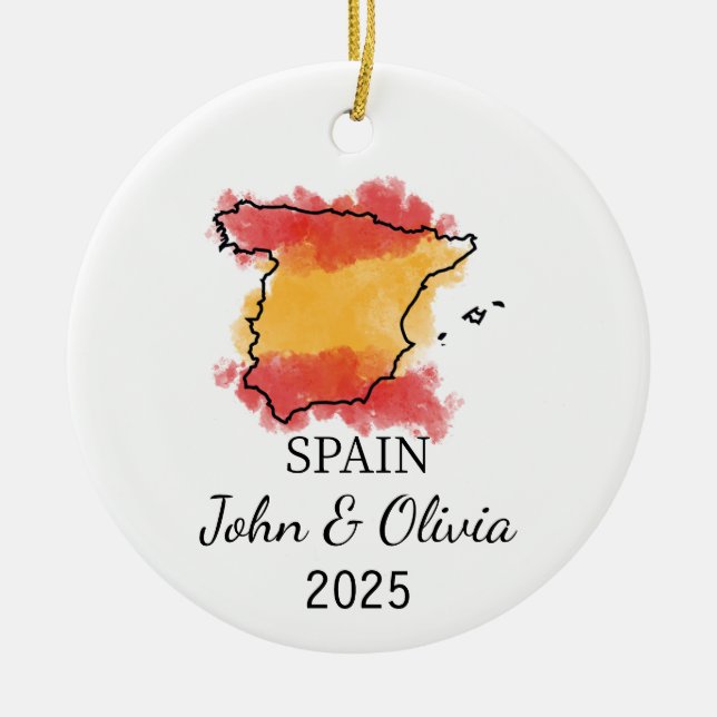 Ornement Espagne personnalisé, Espagne Drapeau cad (Devant)