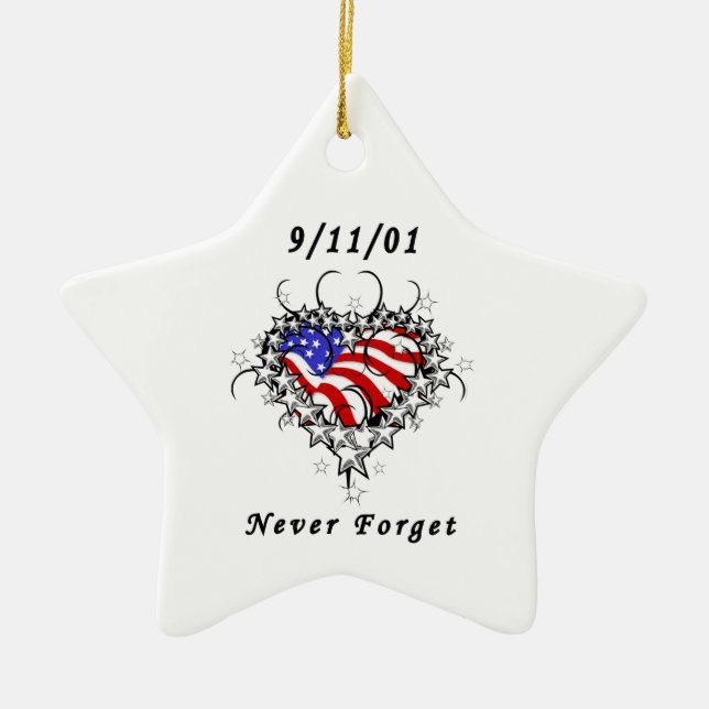 Ornement Étoile En Céramique 9/11/01 tatouage patriotique (Devant)