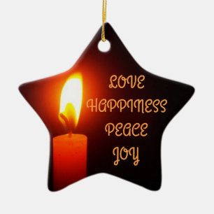ORNEMENT ÉTOILE EN CÉRAMIQUE AMOUR ET BONHEUR, ÉTOILE DE NOËL,