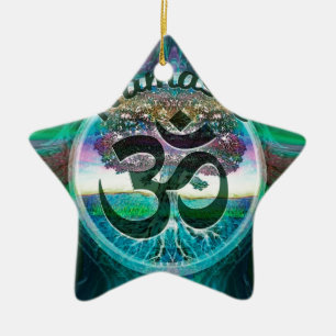 Ornement Étoile En Céramique Arbre de Namaste de la vie