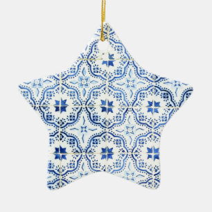 Ornement Étoile En Céramique Azulejos, Portuguese Tiles
