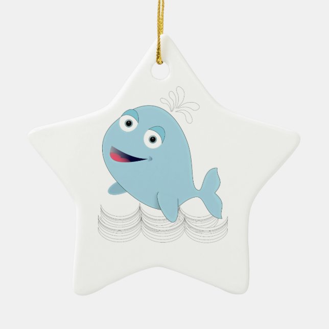 Ornement Étoile En Céramique Baleine bleue (Devant)