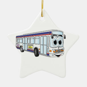 Ornement Étoile En Céramique Bande dessinée blanche d'autobus de ville