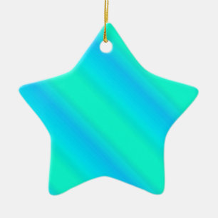 Ornement Étoile En Céramique Bandes d'aurore - bleu, aqua, turquoise