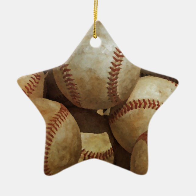 Ornement Étoile En Céramique Baseball (Devant)