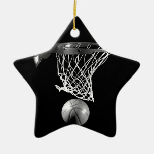 Ornement Étoile En Céramique Basket-ball noir et blanc