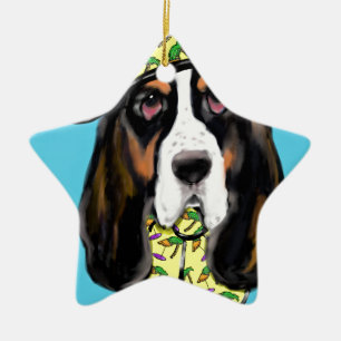 Ornement Étoile En Céramique Basset Hound