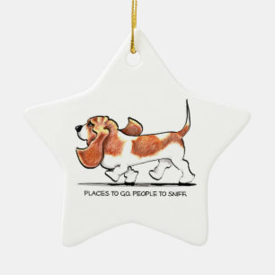 Ornement Étoile En Céramique Basset Hound occupé