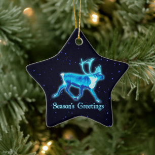 Ornement Étoile En Céramique Bonnes Fêtes - Caribou bleu (rennes)