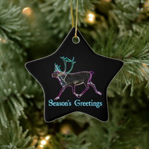 Ornement Étoile En Céramique Bonnes Fêtes - Caribou électrique