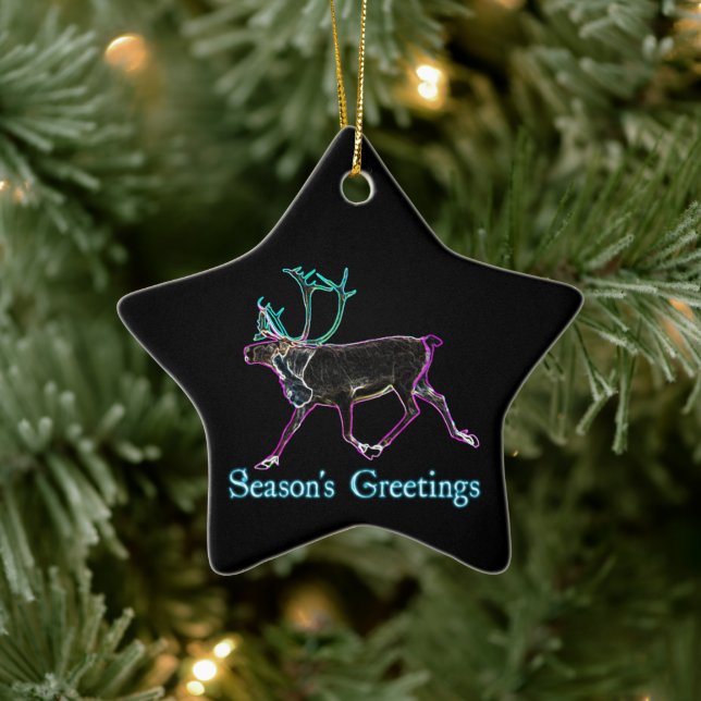 Ornement Étoile En Céramique Bonnes Fêtes - Caribou électrique (Arbre)