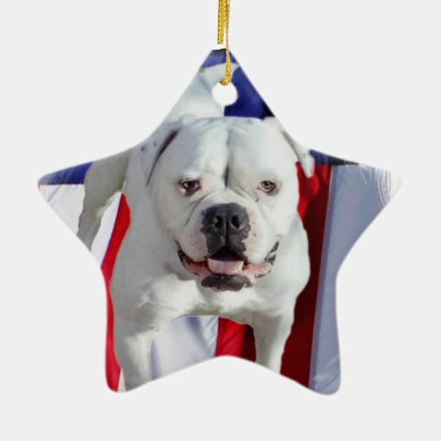 Ornement Étoile En Céramique Bouledogue américain (Dos)