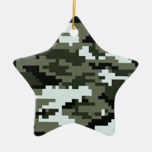 Ornement Étoile En Céramique Camouflage urbain numérique à 8 bits / Camo