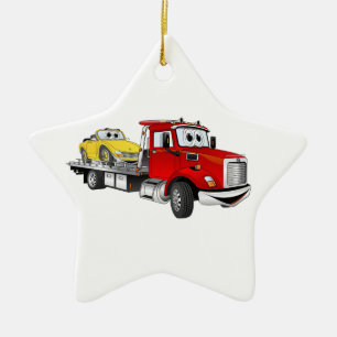 Ornement Étoile En Céramique Carton plat du Camion Rouge Tow