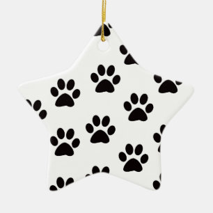 Ornement Étoile En Céramique Cat Empreintes de pattes Star Ornament