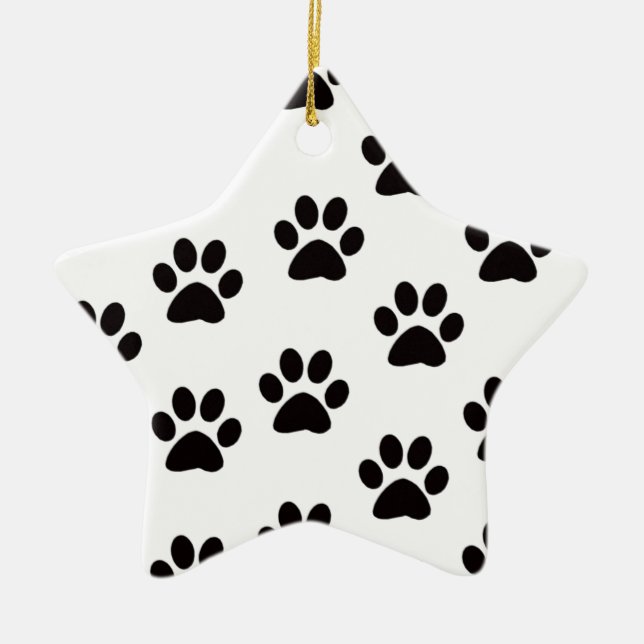 Ornement Étoile En Céramique Cat Empreintes de pattes Star Ornament (Devant)