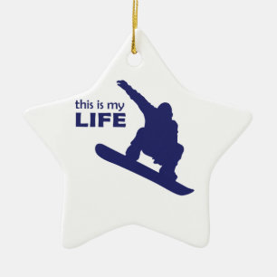 Ornement Étoile En Céramique C'Est Ma Vie (Snowboard)