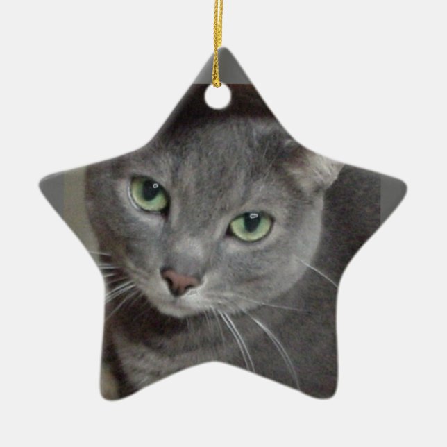 Ornement Étoile En Céramique Chat bleu russe (Devant)
