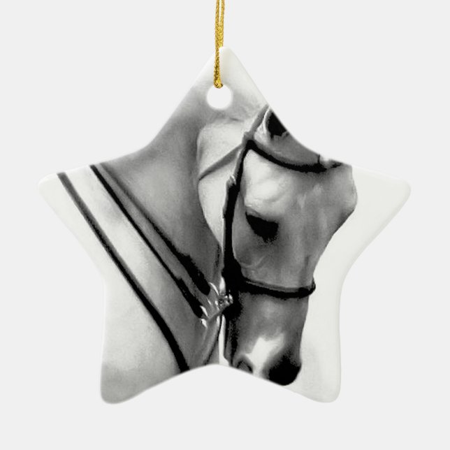 Ornement Étoile En Céramique Cheval Arabe (Devant)