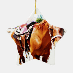 Ornement Étoile En Céramique Cheval Lover_
