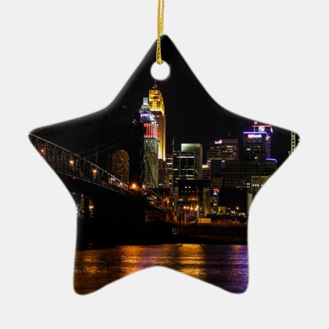 Ornement Étoile En Céramique Cincinnati par nuit (Devant)