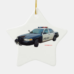Ornement Étoile En Céramique Classic_Police_Voiture_Noir_Blanc