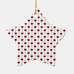 Ornement Étoile En Céramique Coeurs motifs/rouges