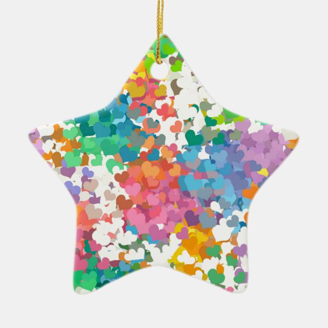 Ornement Étoile En Céramique Coeurs Pastel Confetti (Devant)