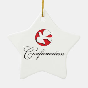 Ornement Étoile En Céramique Confirmation, colombe, cadeaux