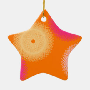 Ornement Étoile En Céramique couleur pop orange et rose